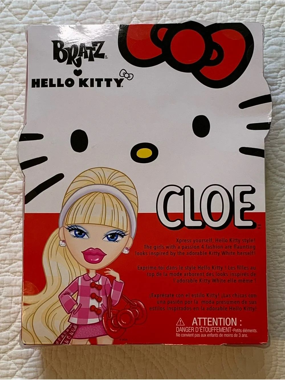 Bratz x Hello Kitty Cloe Sanrio Fashion Doll in Pink-White Plaid with Bow Purse